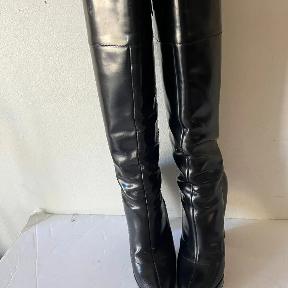 Y2K VINTAGE GUCCI PATENT LEATHER PLATFORM BOOTS SIZE 6 US - Picture 5 of 14